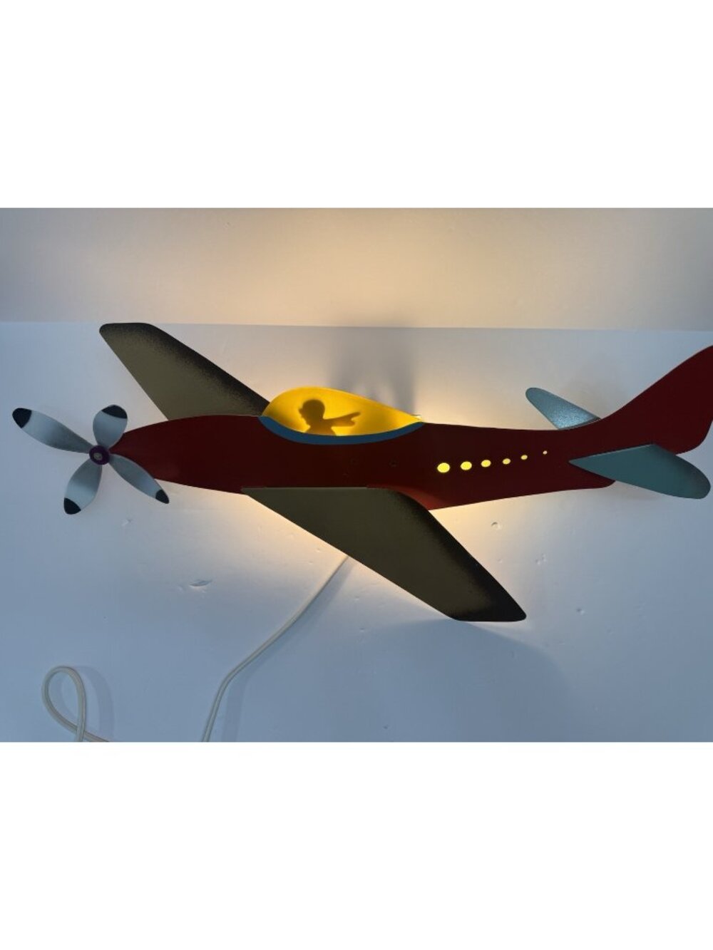 KATSU Designs Airplane Wall Light Lamp Metal Aircraft Kids Aviation Decor